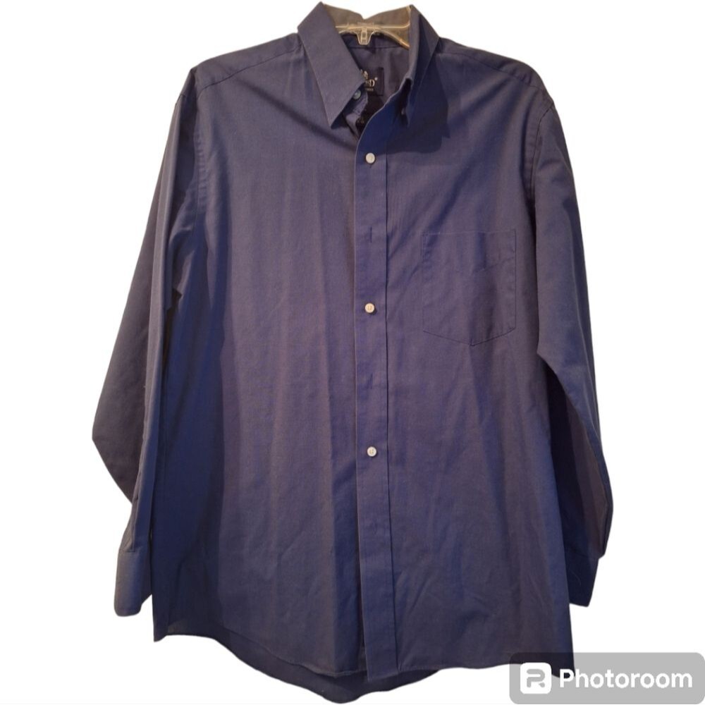 Stafford Men's Dark Blue Dress Button Down Shirt Size 15-1/2